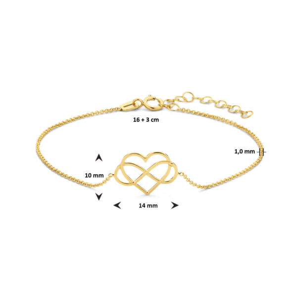 Armband hart infinity goud afmetingen