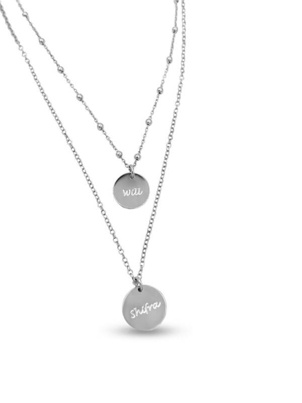 Dubbele naamketting met vingerafdruk of naam